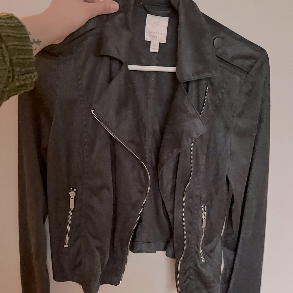 Velvet Zip-up Moto Jacket